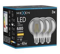 Mexen Vintis 3x Ampoule filament LED E27, G80, 8W, Chaude - 2700K, 680 lm, fumée - L155-E27-0827-70x03 96205 5907931016764