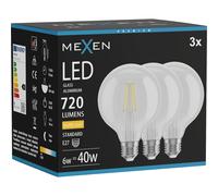 Mexen Vintis 3x Ampoule filament LED E27, G95, 6W, Chaude - 2700K, 720 lm, claire - L157-E27-0627-00x03 96295 5907931017082