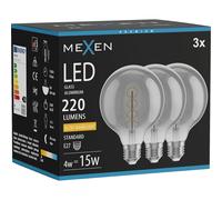 Mexen Vintis 3x Ampoule filament spirale LED E27, G95, 4W, Chaude - 2200K, 220 lm, fumée - L167-E27-0422-70x03 96442 5907931017594