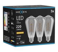 Mexen Vintis 3x Ampoule filament spirale LED E27, ST64, 4W, Chaude - 2200K, 220 lm, fumée - L162-E27-0422-70x03 96415 5907931017365