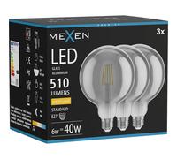Mexen Vintis 3x ampoule LED à filament E27, G125, 6W, Chaude - 2700K, 510 lm, fumée - L158-E27-0627-70x03 96311 5907931017242