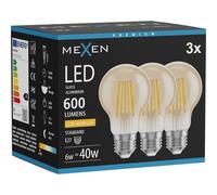 Mexen Vintis 3x Ampoule LED filament E27, A60, 6W, Chaude - 2200K, 600 lm, ambrée - L150-E27-0622-50x03 95992 5907931015996