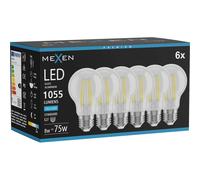 Mexen Vintis 6x Ampoule filament LED E27, A60, 8W, Froid - 6500K, 1055 lm, claire - L150-E27-0865-00x06 96085 5907931019840