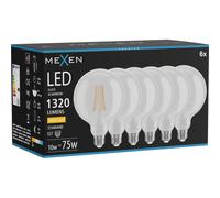 Mexen Vintis 6x Ampoule filament LED E27, G125, 10W, Chaleureux - 2700K, 1320 lm, clair - L158-E27-1027-00x06 96404 5907931021041