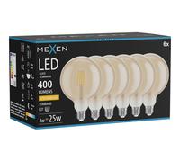 Mexen Vintis 6x Ampoule filament LED E27, G125, 4W, Chaude - 2200K, 400 lm, ambre - L158-E27-0422-50x06 96382 5907931020938