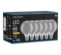 Mexen Vintis 6x Ampoule filament LED E27, G95, 8W, Chaude - 2200K, 600 lm, fumée - L157-E27-0822-70x06 96368 5907931020860