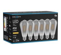 Mexen Vintis 6x Ampoule filament LED E27, ST64, 6W, Chaude - 2200K, 450 lm, fumée - L152-E27-0622-70x06 96121 5907931020020