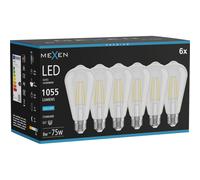 Mexen Vintis 6x Ampoule filament LED E27, ST64, 8W, Froid - 6500K, 1055 lm, clair - L152-E27-0865-00x06 96147 5907931020150
