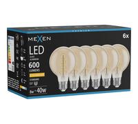 Mexen Vintis 6x Ampoule filament spirale LED E27, G80, 8W, Chaude - 2200K, 600 lm, ambre - L165-E27-0822-50x06 96496 5907931021263