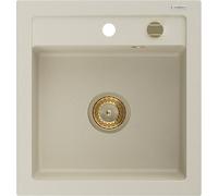 Mexen Vito évier en granit 1 bac 520 x 490 mm, beige, siphon doré - 6503521000-69-G 16139 5905315011497