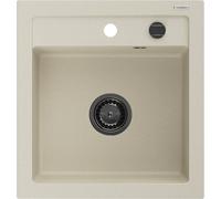 Mexen Vito évier en granit 1 bac 520 x 490 mm, beige, siphon noir - 6503521000-69-B 16290 5905315012685