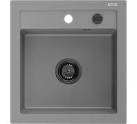 Mexen Vito évier en granit 1 bac 520 x 490 mm, gris, siphon noir - 6503521000-71-B 16291 5905315012692