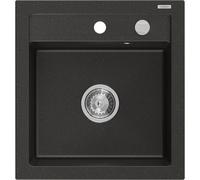 Mexen Vito évier en granit 1 bac 520 x 490 mm, noir/or métallisé, siphon chromé - 6503521000-75 3799 5907709193888