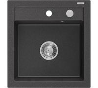 Mexen Vito évier en granit 1 bac 520 x 490 mm, noir moucheté, siphon chromé - 6503521000-76 3800 5907709193895