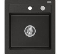 Mexen Vito évier en granit 1 bac 520 x 490 mm, noir/or métallisé, siphon chromé - 6503521000-75 3799 5907709193888