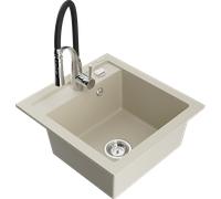Mexen Vito évier en granit 1 bac avec robinet de cuisine Aster, beige - 6503-69-73450-07 18920 5905315043429