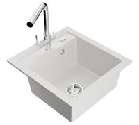 Mexen Vito évier en granit 1 bac avec robinet de cuisine Duero, blanc - 6503-20-671600-00 16963 5905315022653