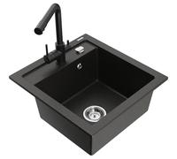 Mexen Vito évier en granit 1 bac avec robinet de cuisine Duero, noir/doré métallique - 6503-75-671600-70 17060 5905315022868