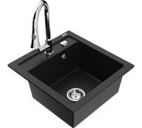 Mexen Vito évier en granit 1 bac avec robinet de cuisine Elia, noir - 6503-77-670101-00 19546 5905315028037