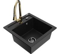 Mexen Vito évier en granit 1 bac avec robinet de cuisine Elia, noir - 6503-77-670101-50-B 19549 5905315028051
