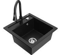 Mexen Vito évier en granit 1 bac avec robinet de cuisine Elia, noir - 6503-77-670101-70 19551 5905315028075
