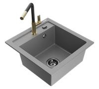 Mexen Vito évier en granit 1 bac avec robinet de cuisine Flora, gris - 6503-71-670401-57-B 20015 5905315057150