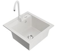 Mexen Vito évier en granit 1 bac avec robinet de cuisine Telma, blanc - 6503-20-670200-20 6163 5907709189263