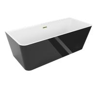 Mexen Volta baignoire autonome murale 150 x 75 cm, blanche/noire, trop-plein doré - 51131507575-50 45560 5905315377937