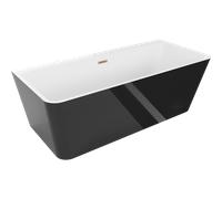 Mexen Volta baignoire autoportante adossée 170 x 75 cm, blanche/noire, trop-plein cuivre brossé - 51131707575-65 45583 5905315378163