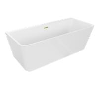 Mexen Volta baignoire autoportante adossée 170 x 75 cm, blanche, trop-plein doré brossé - 51131707500-55 45571 5905315378040