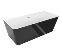Mexen Volta baignoire autoportante murale 150 x 75 cm, blanc/noir, trop-plein doré brossé - 51131507575-55 45561 5905315377944