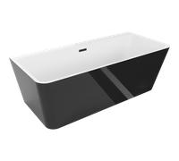 Mexen Volta baignoire îlot adossée 150 x 75 cm, blanc/noir, trop-plein noir - 51131507575-70 45565 5905315377982