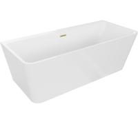 Mexen Volta, baignoire murale indépendante 170 x 75 cm, blanche, trop-plein doré brossé - 51131707500-55
