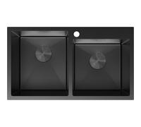 Mexen Xorin évier en acier 2 bacs 780 x 450 mm, noir - 6441782000-70