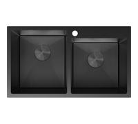 Mexen Xorin évier en acier inoxydable 2 bacs 780 x 450 mm, noir HC - 6441782000-70HC