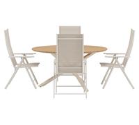 Mexico set de jardin table Ø140 cm naturel 4 chaises beige.