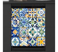 Mexpekil Aimant de lave-vaisselle motif carrelage espagnol troditionnel 53,3 x 66 cm, autocollant décoratif imperméable pour lave-vaisselle pour appareils de cuisine