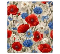 Mexpekil Autocollant magnétique pour lave-vaisselle Motif coquelicots rouges et marguerites bleues 53,3 x 66 cm