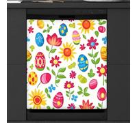 Mexpekil Bright Eggs Couvercle magnétique pour lave-vaisselle Motif fleurs | Housses décoratives réutilisables pour lave-vaisselle - Panneau avant magnétique - 58,4 x 66 cm - Autocollant pour appareils