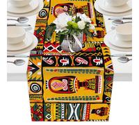 Mexpekil Chemin de table à motif géométrique art africain 33 x 228 cm, chemin de table décoratif en polyester pour tables de salle à manger, mariage, fête de vacances