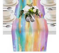 Mexpekil Chemin de table coloré pastel peint 33 x 178 cm, chemin de table décoratif en polyester pour tables de salle à manger, mariage, fête de vacances