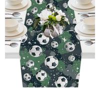 Mexpekil Chemin de table de football décoratif en polyester pour tables de salle à manger, mariage, vacances, fête - Vert - 33 x 178 cm