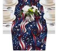 Mexpekil Chemin de table décoratif en polyester avec drapeau américain du 4 juillet 33 x 178 cm pour tables de salle à manger, mariage, fête de vacances