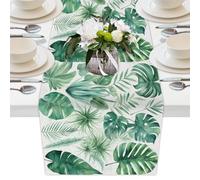 Mexpekil Chemin de table décoratif en polyester Motif feuilles de palmier tropicales 33 x 178 cm