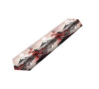 Mexpekil Chemin de table japonais Fuji Moutain en fleurs de cerisier décoratif en polyester pour tables de salle à manger, Pâques, mariage, fête de vacances, 33 x 178 cm
