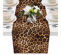 Mexpekil Chemin de table rétro imprimé léopard 33 x 178 cm - En polyester - Décoration pour tables de salle à manger, mariage, fête de vacances