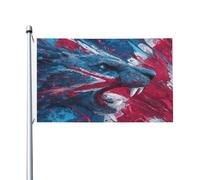 Mexpekil Drapeau double face pour extérieur - Rouge et bleu - 0,9 x 1,5 m - Lion - Bannière d'extérieur avec œillets métalliques - Drapeau de maison pour cour, pelouse, terrasse, décoration