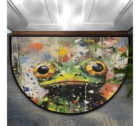 Mexpekil Grand paillasson grenouille drôle peinture d'art intérieur demi-lune tapis de bienvenue pour porte d'entrée, tapis de cuisine antidérapant doux, tapis de chambre à coucher, 91,4 x 61 cm
