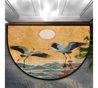Mexpekil Grand paillasson vintage chinois, grue, oiseaux, demi-lune, tapis de bienvenue pour porte d'entrée, tapis de cuisine, tapis de chambre à coucher, 91,4 x 61 cm