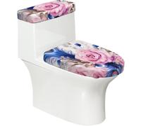 Mexpekil Lot de 2 housses pour abattant WC et couvercle de réservoir Motif plumes de paon